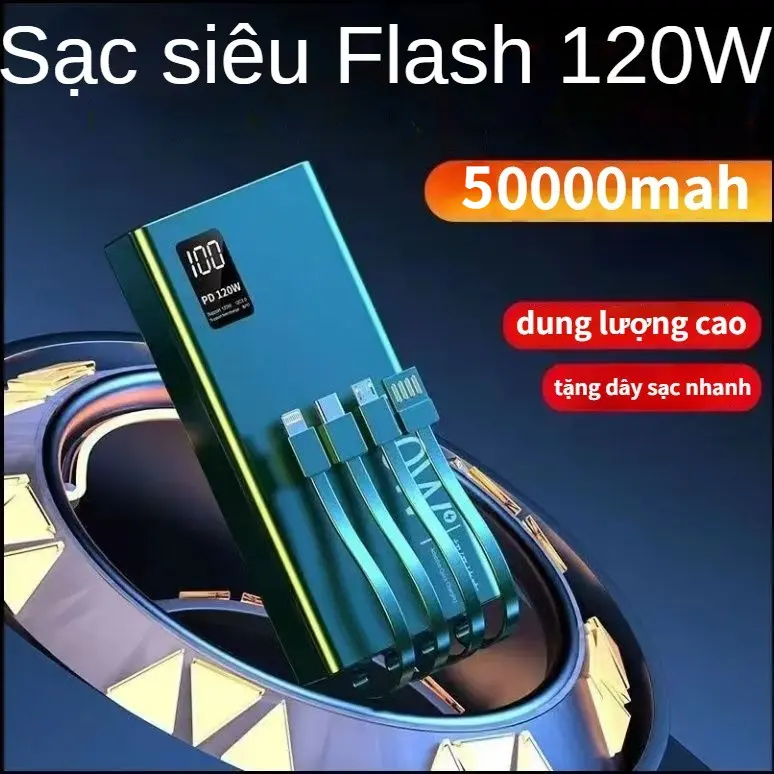 [ Hàng chính hãng]Pin sạc dự phòng cao cấp 100000mah, Tích Hợp 4 Dây Sạc , Sạc Siêu Nhanh,  Pin Dự Phòng Sạc Nhanh sac pin đa năng dung lượng lớn, pin dự phòng dương, cục sạc dự phòng 50000mah/100000mah 0