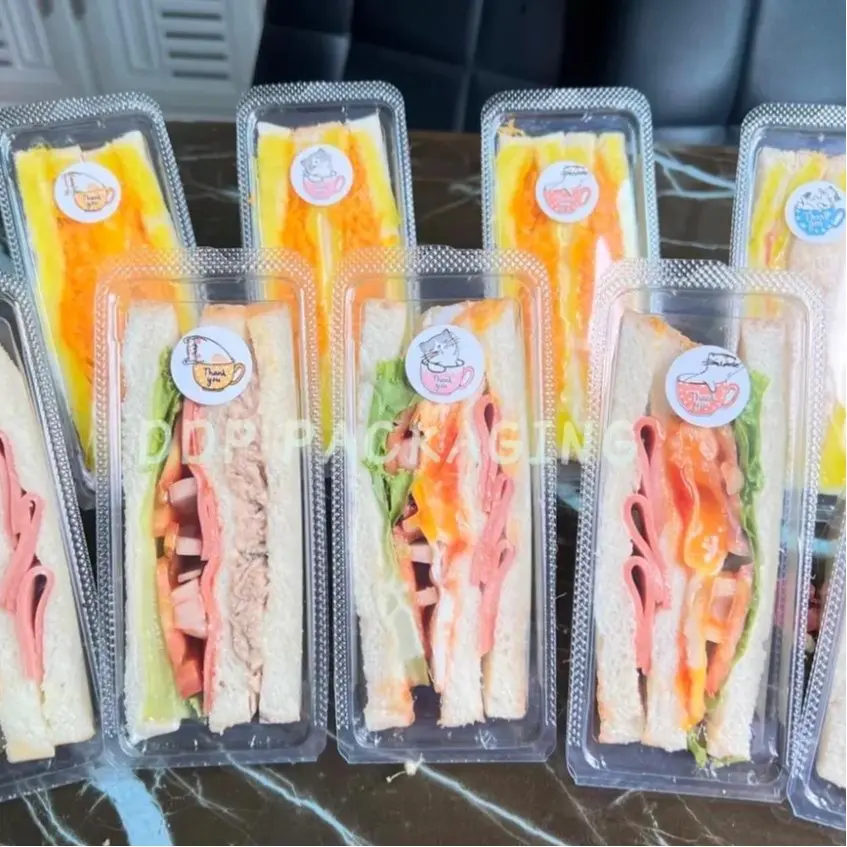 ^DDP^ (100ชิ้น) กล่องแซนวิช เรียบใส DD-51A เป็นล็อค กล่องใส PET