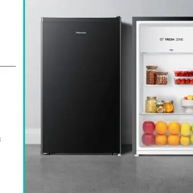 HISENSE RR125D4IGN Kulkas 1 Pintu Hitam Minuman Lemari Es