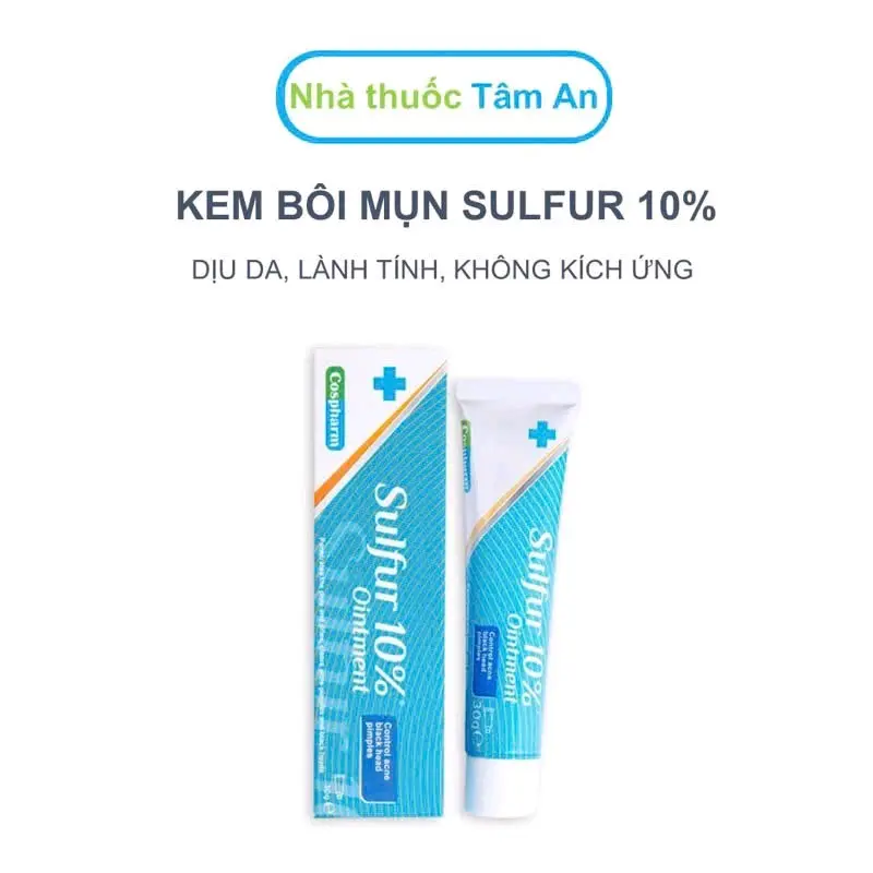 Kem giảm mụn, mờ thâm Cospharm Sulfur Ointment 10% tuýp 30g Chăm Sóc Da Skincare Làm Đẹp Da