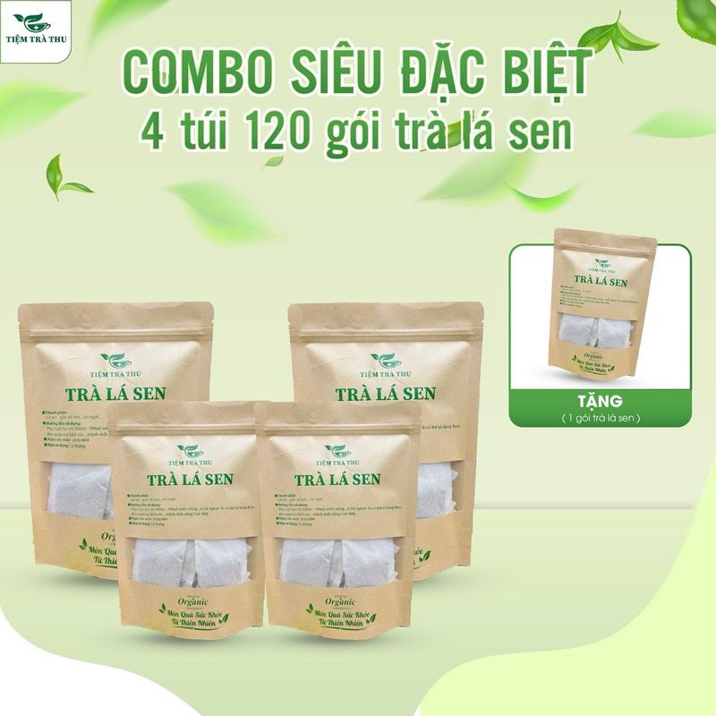  Combo4 túi 120 gói lọc Trà Lá Sen  tặng 1 túi 30gói lọc  Tea - Nước Trà Chè 