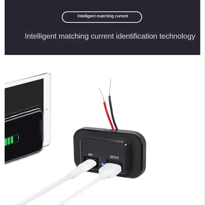 Overseas logistics and transportation,USB+PD Car Charger Socket 12V/24V USB Charging Splitter Outlet Power-Adapter for Motorcycle -Truck ATV Boat Car RV 3