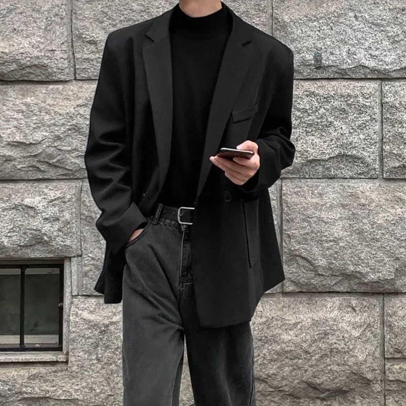Áo Khoác Blazer Có Đệm Vai, Dành Cho Nam Giới, Phong Cách Cổ Điển Mỹ, Cỡ Lớn, Thích Hợp Cho Mùa Thu Và Mùa Đông, Cao Cấp Và Phong Cách, Bộ Đồ Nhỏ Thường Ngày 1