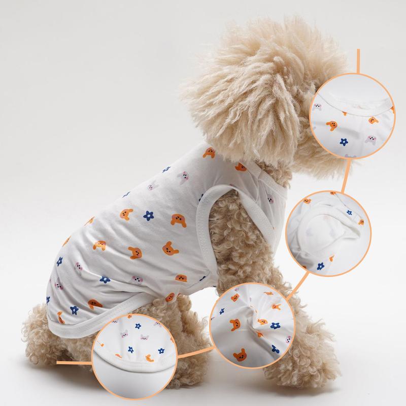 Product Introduction of 1 Piece   Special Offer Pet Dog Clothing Breathable Print with Bear and Rabbit Footprints and Heart Patterns Universal for Teddies, Pomeranians, and Kittens Fashionable Vest 1