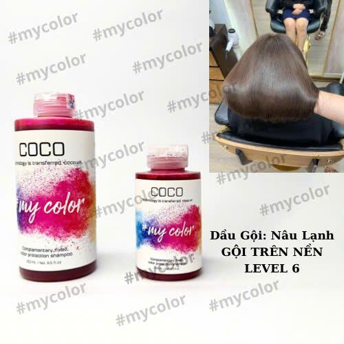 DẦU GỘI BÙ MÀU COCO màu NÂU LẠNH sử dụng trên nền lv5,lv6 ( KHÔNG SỬ DỤNG TRÊN NỀN TÓC TẨY )