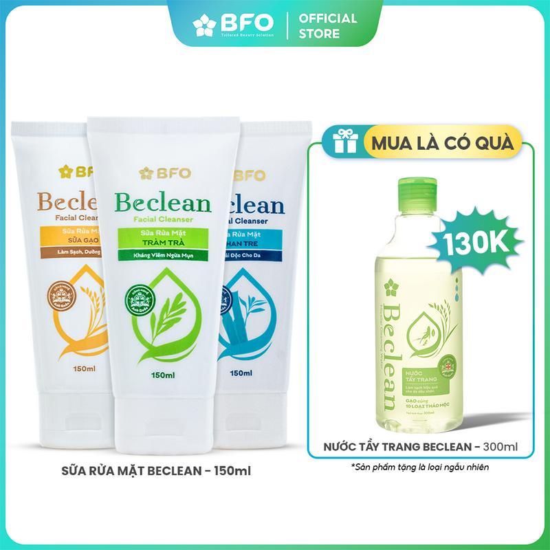 (MUA 1 SRM TẶNG 1 NƯỚC TẨY TRANG 300ML)Sữa Rửa Mặt BFO Beclean 150ml Chiết Xuất Thiên Nhiên Dịu Nhẹ, Dưỡng Ẩm, Chăm Sóc Làm Đẹp Làn Da | Skincare Women