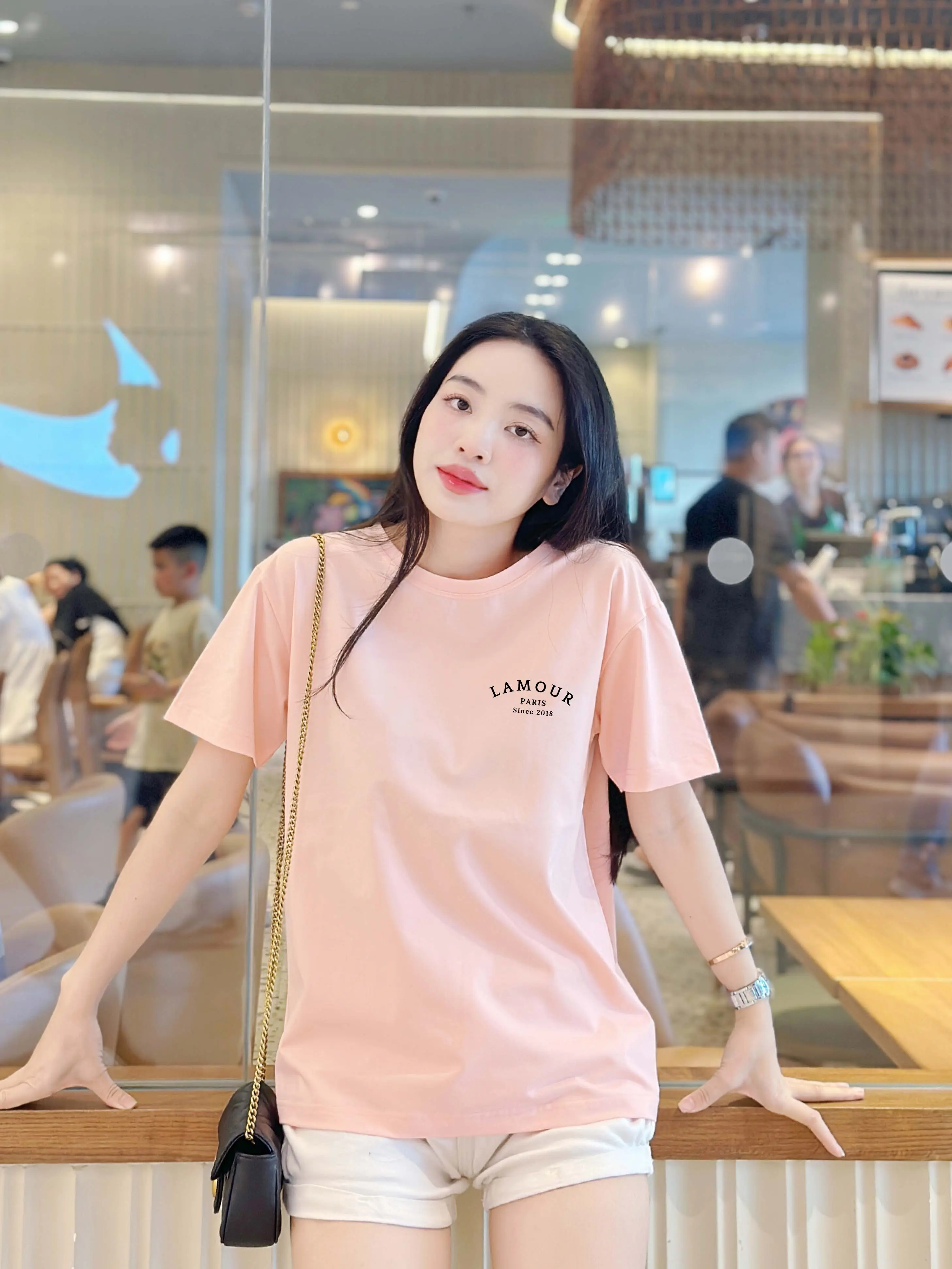 Áo Phông Cotton Cao Cấp Đi Học, Đi Chơi LAMOUR PARIS LOGO  Nhiều Màu Sắc Trẻ Trung Năng Động Dorris N Nữ Women Top