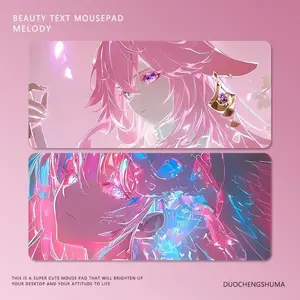 Anime cewek Mouse pad Slip-Resistant DeskMat Custom Besar Lebar Gaming Mousepad Karet Anime Cartoon Aesthetic 80x30cm 26x21cm.panjang anime
