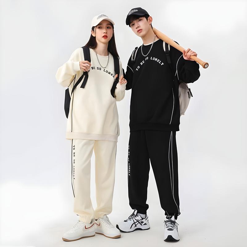  Bộ quần áo nam nữ  dài tay hình thêu nổi  có thể giặt máy Menswear 