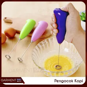 Hand Mixer Whisker Blender Coffee Mini Pengaduk Kopi Susu Telur Elektrik biru stainless