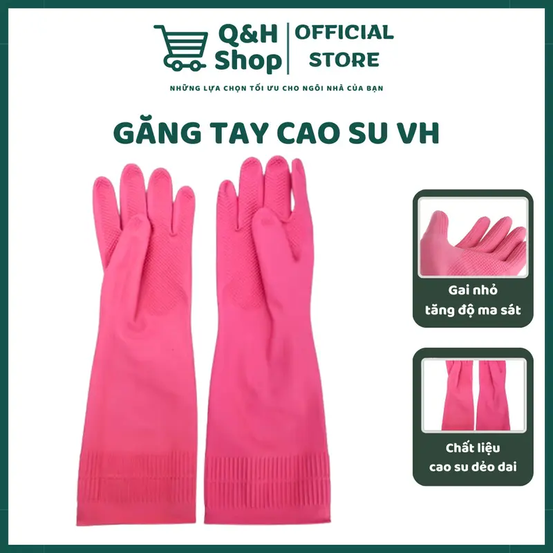 Găng Tay Cao Su Siêu Dai Gia Dụng VH 38cm Bao Tay Thiên Nhiên An Toàn Cho Da - QHshop Đồng Rửa Bát 0