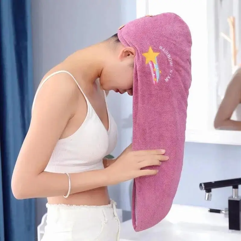 Star & Letter Pattern Hair Towel, Soft Hair Towel Wrap, Hair Towel Cap for Women & Girls, Girly Bedroom Accessories, Boyfriend Gifts 2