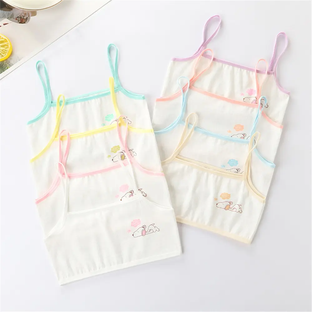 Girls Bra Soft Cotton Students Sling Bralette No Steel Ring High Elasticity Children's Comfortable Breathable Underwear