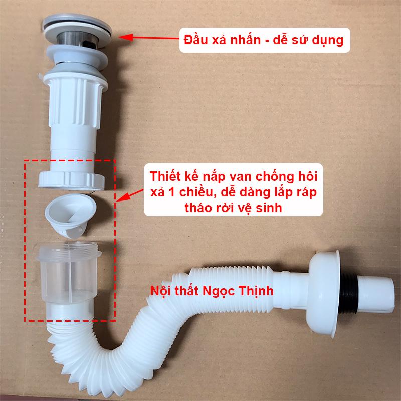 Ống xả xifong lavabo ruột gà CÓ RÃNH XẢ TRÀN chống hôi dùng cho lavabo rửa mặt có rãnh xả tràn