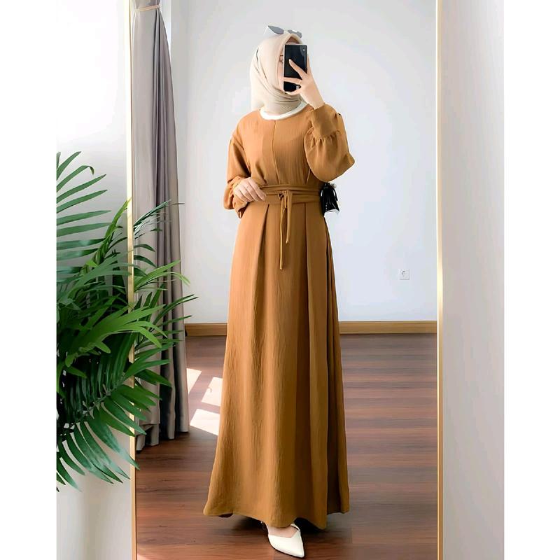 gamis allmaira/bahan crinkle airflow premium Polos Muslim Panjang 3