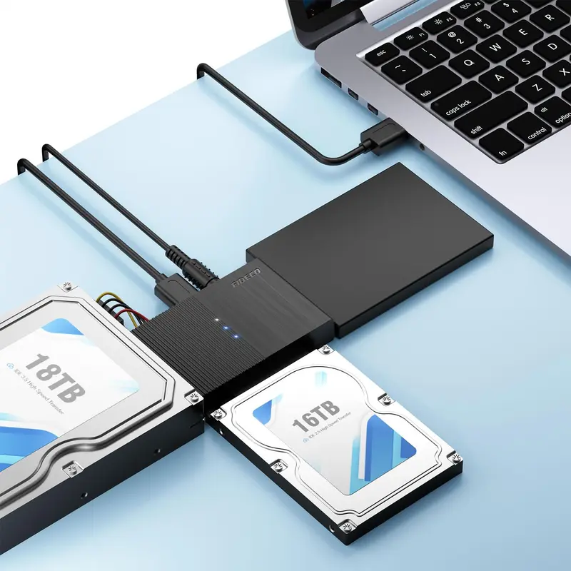 FIDECO SATA IDE Hard Drive Adapter Converter, External Hard Drive Data Transfer Adapter with Power Adapter for Laptop Desktop 4