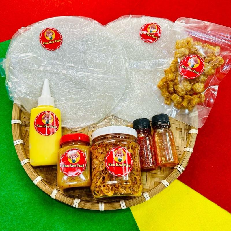 Combo BÙNG VỊ Bánh Tráng Phơi Sương KEMKEMFOOD+ Muối Tép Hành Phi + Bơ Trứng Béo + Sốt Tắc + Ớt Rim +Tốp Mỡ + Muối Béo (FREESHIP)