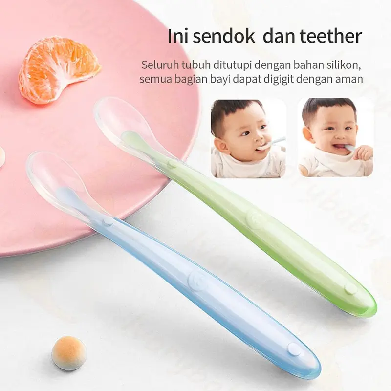 Sendok makan bayi bahan silikon lembut peralatan makan bayi BPA free / Sendok Bayi Silicone (BIC) 3