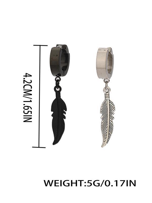 Punk Style Feather Design Dangle Earrings, 1 Count/ 1 Pair Fashionable Dangle Earrings for Men & Women for Party, Daily Decor, Trendy All-match Goth Jewelry for Birthday Gift 1