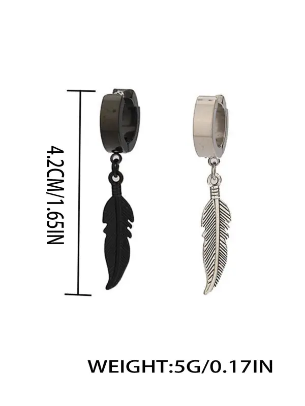 Punk Style Feather Design Dangle Earrings, 1 Count/ 1 Pair Fashionable Dangle Earrings for Men & Women for Party, Daily Decor, Trendy All-match Goth Jewelry for Birthday Gift 1
