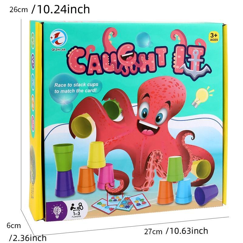 Product Introduction of Octopus Design Stacking Cup Game, 1 Box Interactive Intelligence Toy, Parent-child Interactive Educational Toy, Gift for Boys & Girls 1