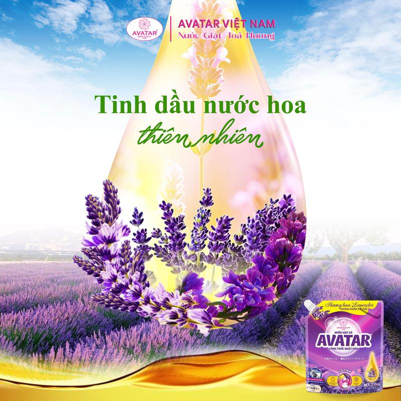 Product Introduction of (MUA 1 TẶNG 1) Nước giặt xả Avatar 5 in 1 hương lavender làm sạch sâu, lưu hương dài lâu, dịu nhẹ cho làn da Làm Sạch 2kg2/túi nước  giặt 22