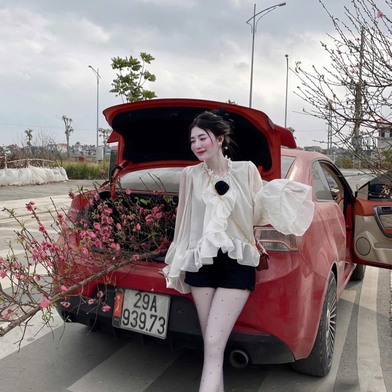 Áo Sơ Mi Tơ Hoa Bèo Dài Tay Nữ 3