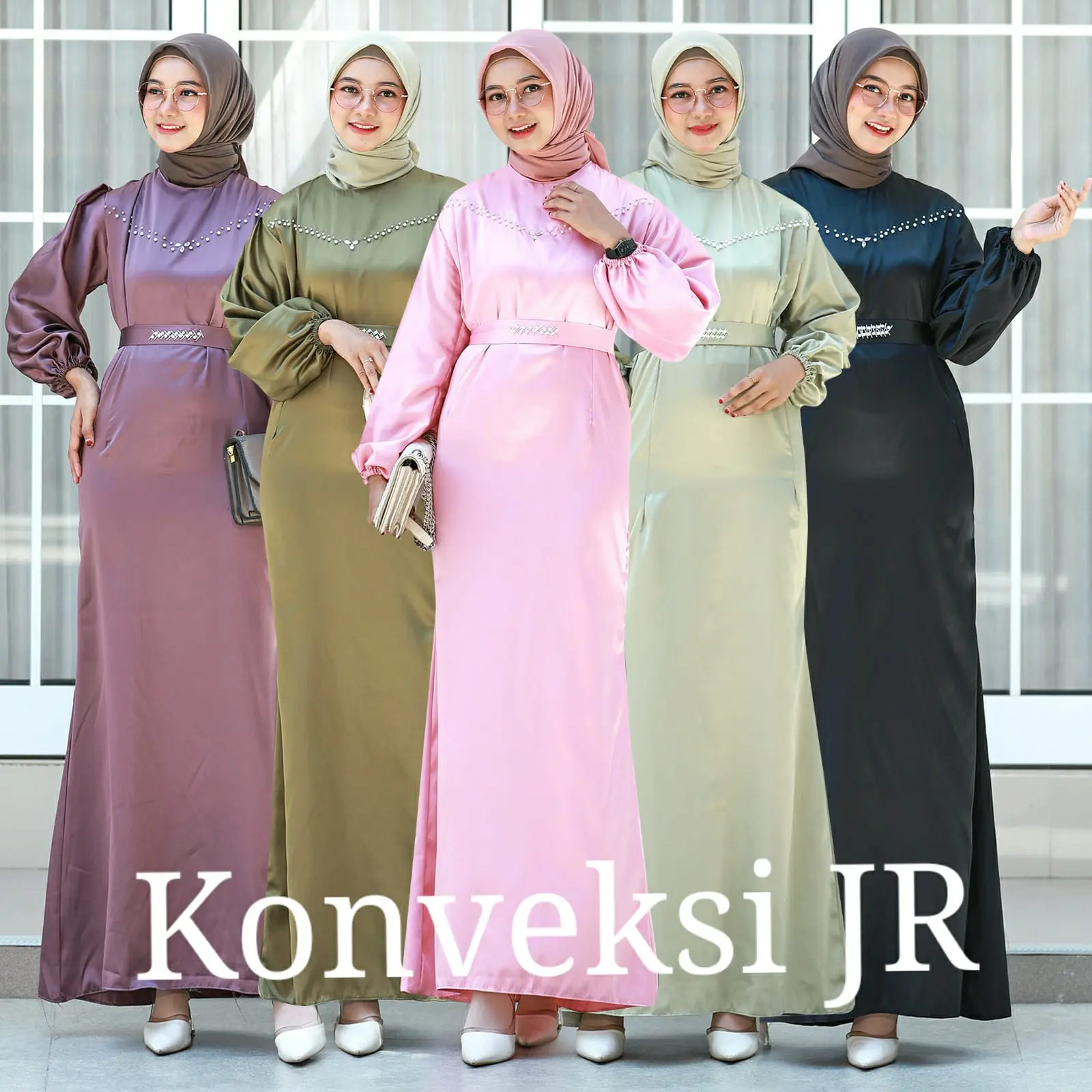 Annisa Dress Kondangan Payet Bahan Satin Silk Muslim Mutiara Wanita Pesta Gamis Dewasa Mewah Gaun