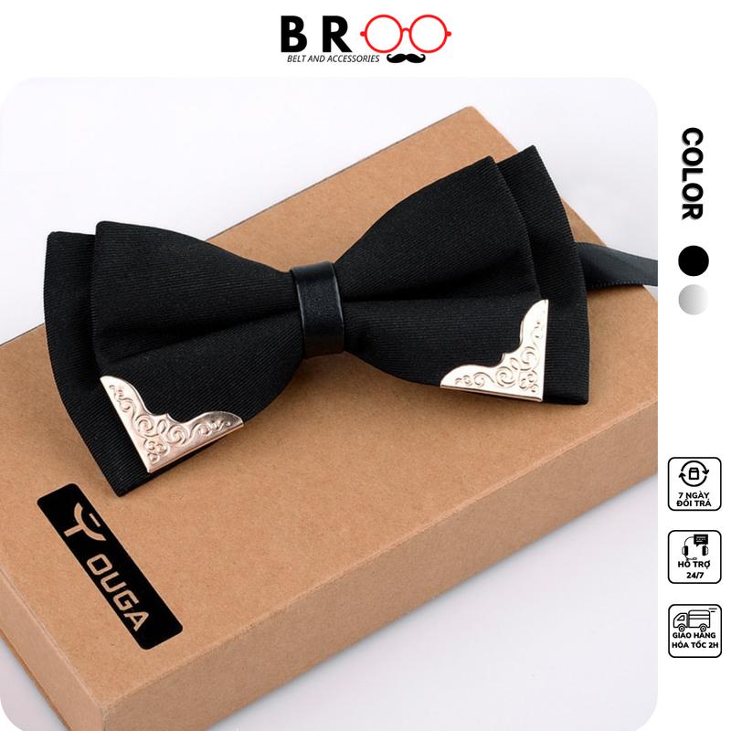 Nơ đeo cổ cà vạt nam thắt sẵn màu đen, trắng sang trọng bản cài 6cm chất liệu vải poly cao cấp form cứng đẹp