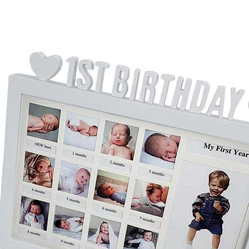 Product Introduction of My First Year Baby Keepsake Frame 12 Months Picture Frames Baby Keepsake Photo Frame Kit, Newborn Frame, for Photo Memories Newborn Boys Mom 0