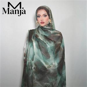 Tudung Kain Kapas Ombak Hijau Biru | Shawls Muslimah Fesyen Dan Bernafas Long Scarf