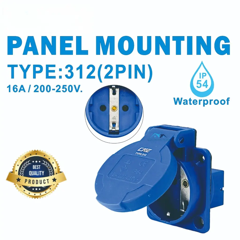 10PCS Stop Kontak Waterproof Soket AC Outdoor Panel Box Outlet Socket Genset Panel Mounting 2PIN 16A 312