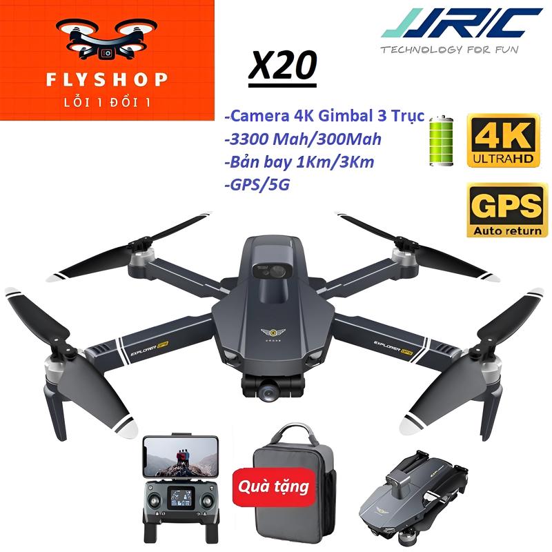 Flycam X20 bản bay xa 3Km [JJRC] Camera 4k Gimbal 3 Trục, định vị 5G/GPS, cảm biến va chạm 360 độ, dung lượng Pin 3600Mah/300Mah, Thời gian bay 30 phút+, Bay Xa 3Km, bay cao 500m, Máy bay không người lái,Động cơ không chổi than Drone Chụp Ảnh