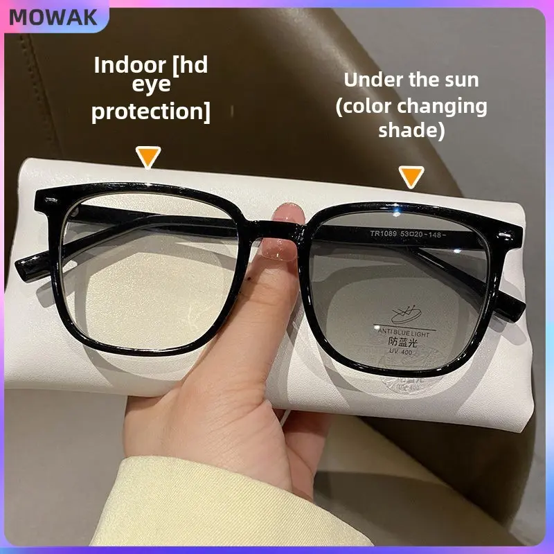 Cermin Mata Photochromic, untuk Lelaki dan Wanita, Bentuk Persegi, Cermin Mata Photosensitive, Anti-Ultraviolet, dengan Perlindungan Sinaran, Cermin Mata Hitam