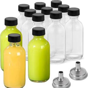 Set de 12 Botellas de Vidrio de 2 Onzas con Tapas, Botellas Portátiles para Jugos y Bebidas Caseras, Ideales para Chicles de Jengibre y Almacenamiento de Líquidos
