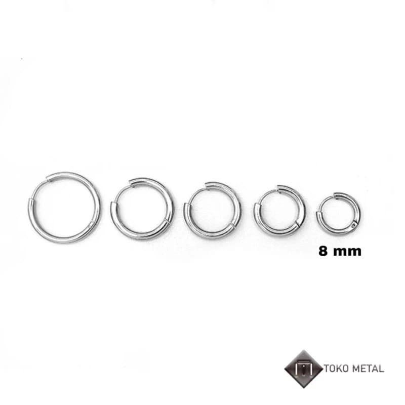 Anting Bulat Hoop Titanium Pria dan Wanita 1pasang Gold Hitam Earrings 8