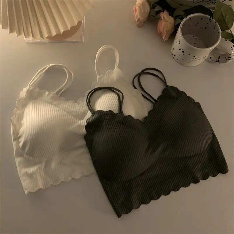 ONEFASHIONMALL BR200 Tanktop Bra Wanita Bh Lace Push Up Tanpa Kawat Bralate Seamless Elastis Pakaian Dalam Bahan Dingin 5