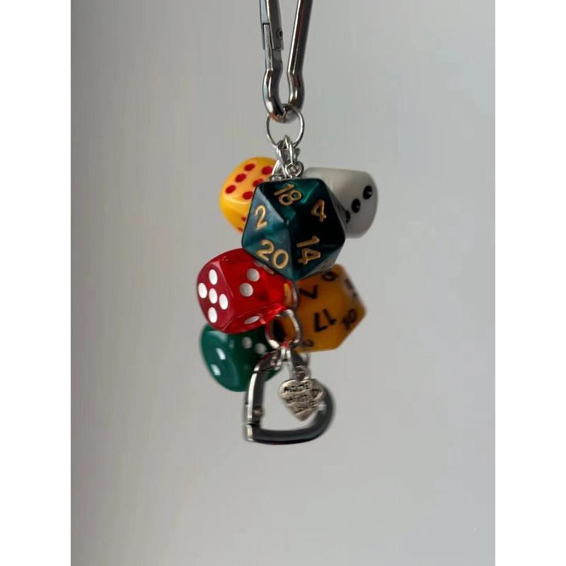 Ban đầu Số Phận xúc xắc Keychain Retro thiết kế cá tính cao cảm giác chống mất Túi Gói Mặt dây chuyền tương phản màu sắc phụ kiện trang sức Móc Khoá Women