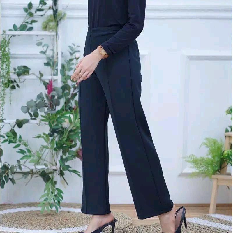 Buna Cullote Zipper Highwaist Scuba Premium Celana Kulot Wanita Basic HW Irene Cullotes Scuba Wide Leg Premium 5