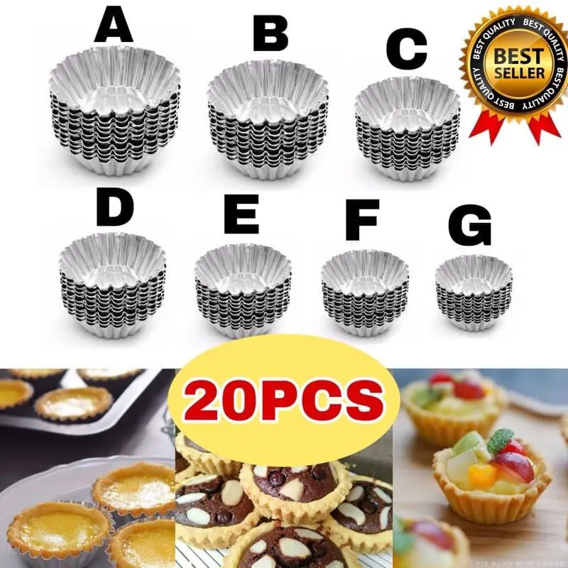 (20 pcs) Cetakan Kue Pie Stainless Soes Sus Terang Bulan Pai Mini 0