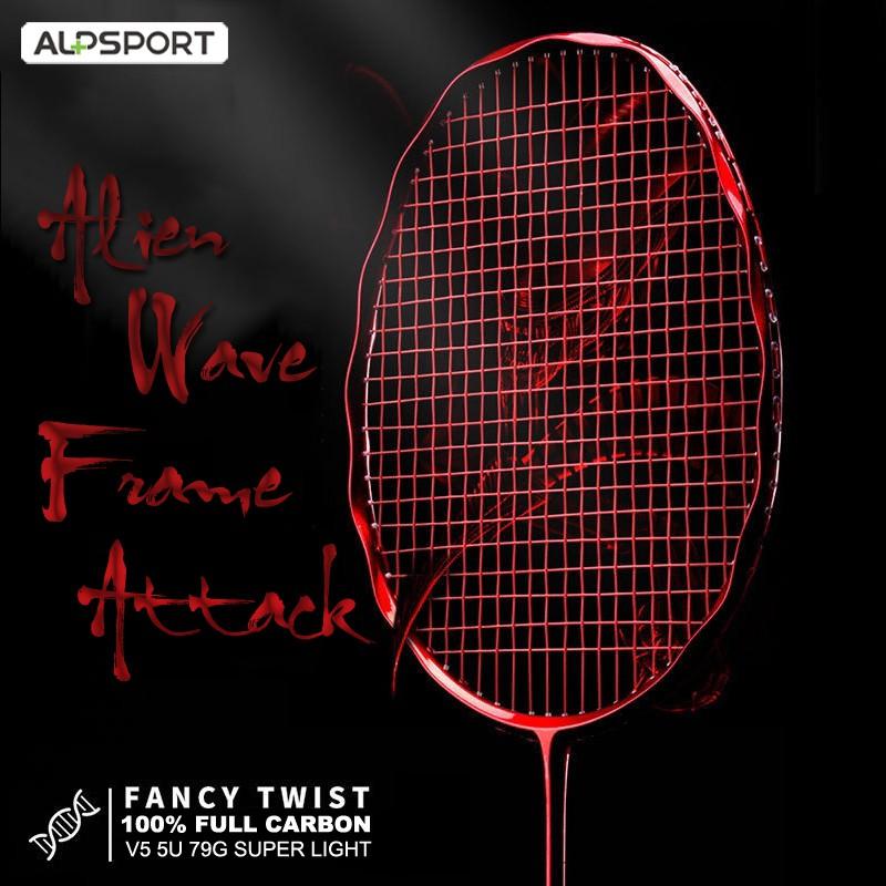 ALP V5 PRO Max 32Lbs 5U T800 Raket Bulutangkis Ofensif Ringan Full Carbon MXH CUSION TECH + Rangka Gelombang + Poros Pantul Cepat 100% Asli Badminton Olahraga raket badminton original import 2024 1