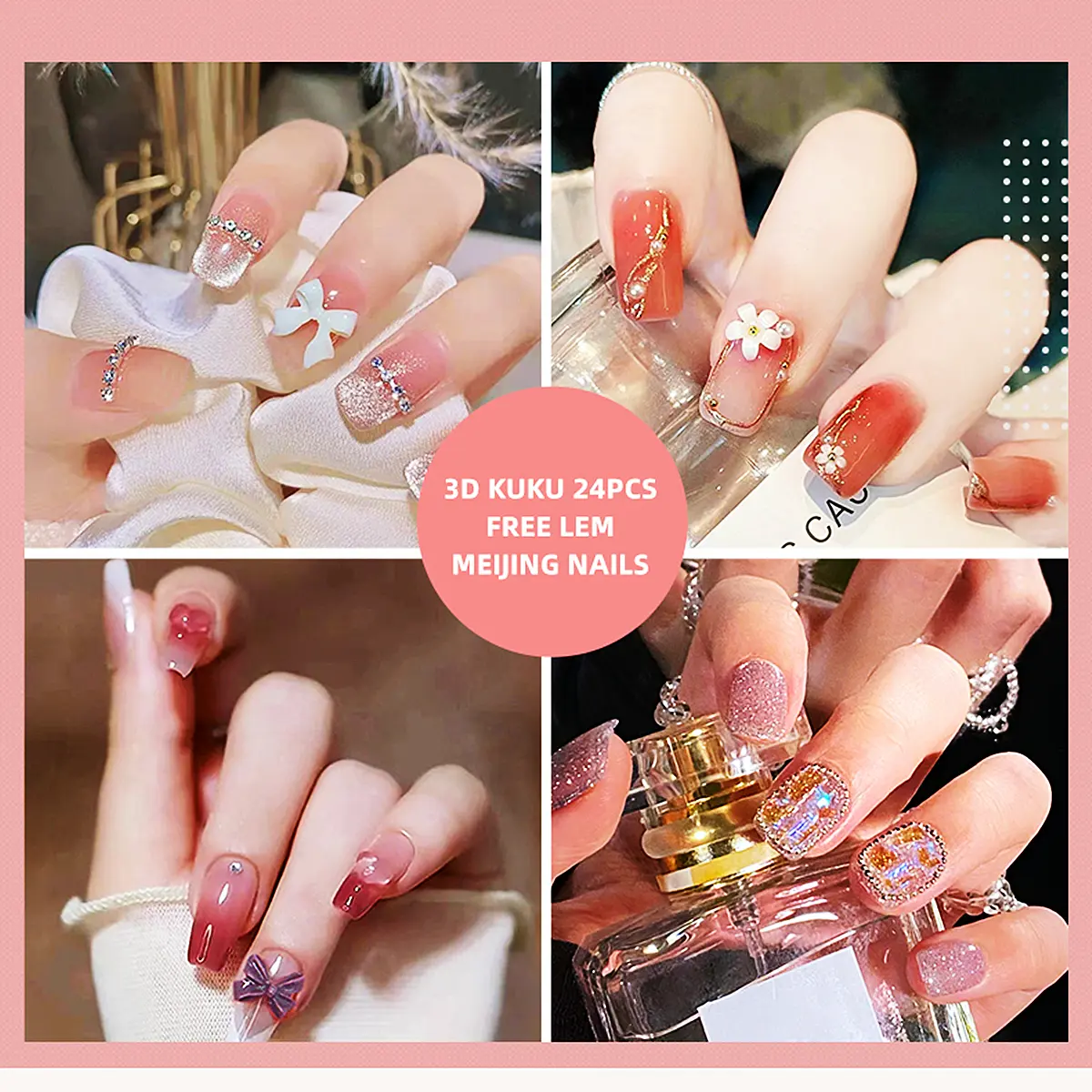 Kuku Palsu nail art aesthetic dan lem wisuda tangan pewarna Nails Grooming Manicure Set Pedicure Set Stainless Steel Polish Cat Elegant