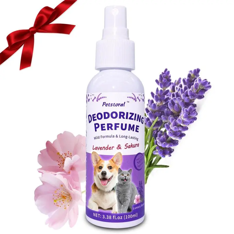 Dog Sakura & Lavender Deodorizing Spray, Long Lasting Cologne Refreshing Perfume Pet Supplies for Dogs Cats, Christmas Gift