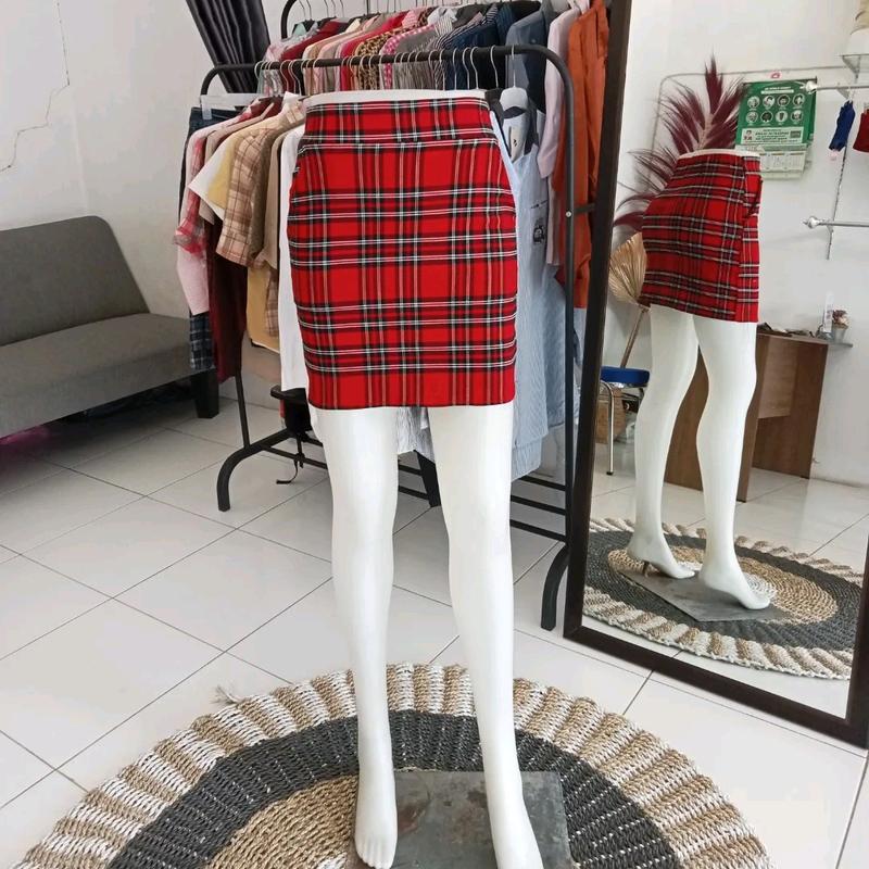 Rok Span wanita kotak Mini 2