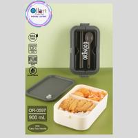 Gambar Kotak Makan 1 Layer Free Sendok Sumpit OR-0597 Lunchbox Ukuran 900 ML dengan Handle - White dari Ollahomeliving Kota Bogor 4 Tokopedia