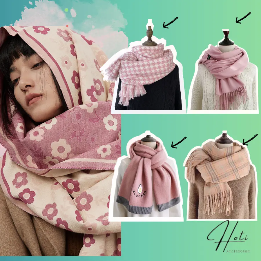 Khăn Quàng Cổ Tone Hồng Unisex, Khăn Choàng Cổ Len Xinh Xắn Giữ Ấm Phong Cách Hàn Quốc, Thời Trang Mùa Đông -HOTI