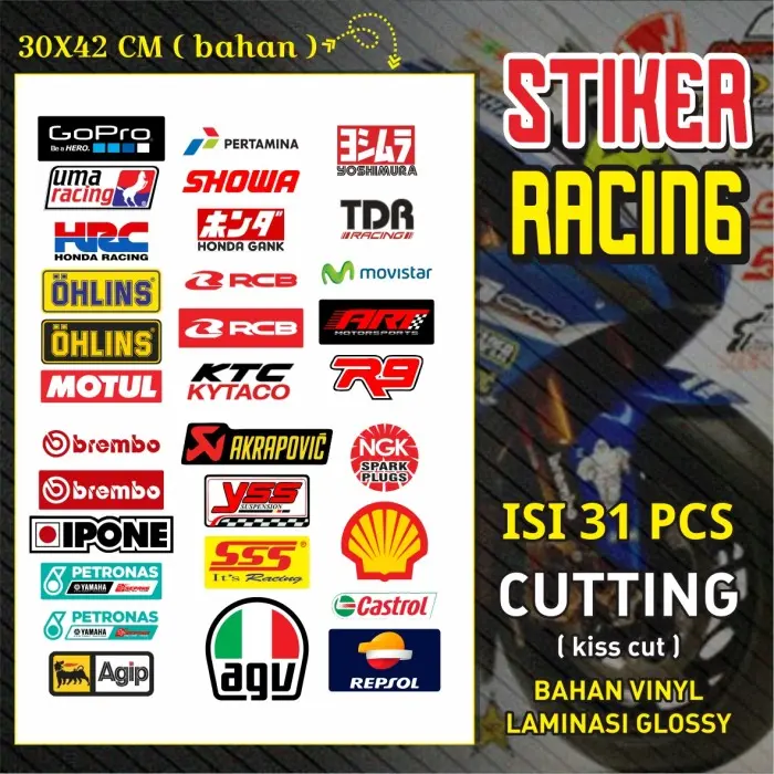 STIKER RACING STIKER PACK / STICKER BALAP / STIKER SPONSOR - VINYL A3 ...