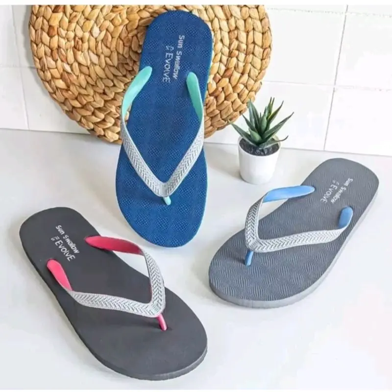 Pria Sandal Jepit Jumbo Sun Swallow Evolve 10.5 dan 11.5 Sendal Karet Hitam Cowok 0