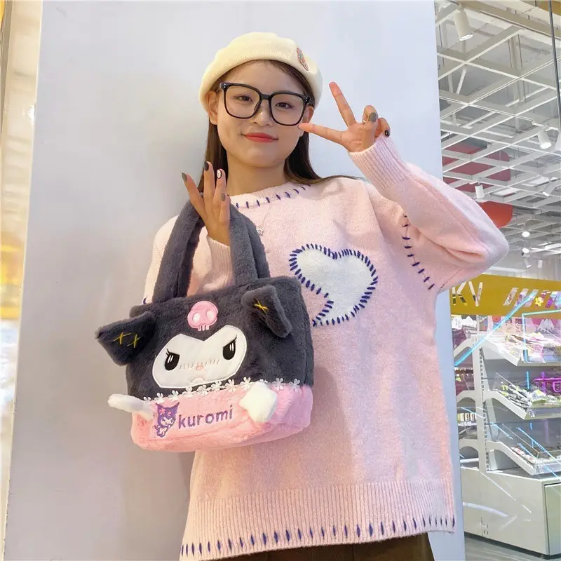 Túi Nhồi Bông Sanrio, Có Cinnamoroll, Melody, Kuromi, Dành Cho Nữ, Túi Tote Túi Xách, Túi Đeo Vai, Thời Trang, túi Messenger Nữ, Thích Hợp Làm Quà Tặng Bé Gái Bag Da 4