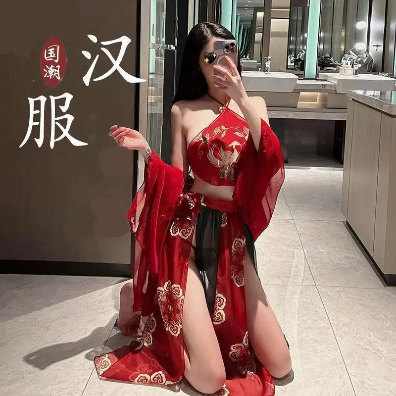 Trang Phục Cổ Trang, Hàng Mới Về, Ngoại Cỡ, Bộ Quần Áo Hán Phục Trung Quốc Đồ Ngủ, Tạp Dề Cổ Trang Gợi Cảm Cho Nữ Đồng Phục, Váy Ngủ Quyến Rũ Phong Cách Harem, Dễ Thương Và Gợi Cảm, Bán Chạy Tại Cửa Hàng